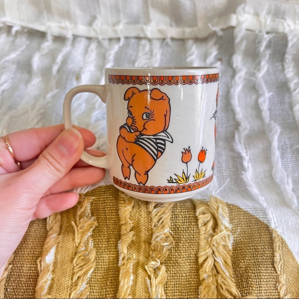 VTG 1960s Made In Japan Porcelain Pig Lion Duck Small Mug Cute